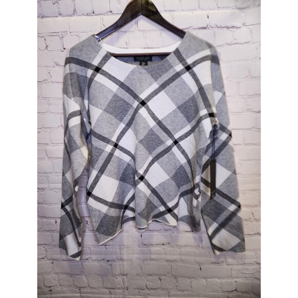 Rachel Zoe Sweaters - Rachel Zoe Sweater Womens Medium Black Grey Plaid Knit NWOT